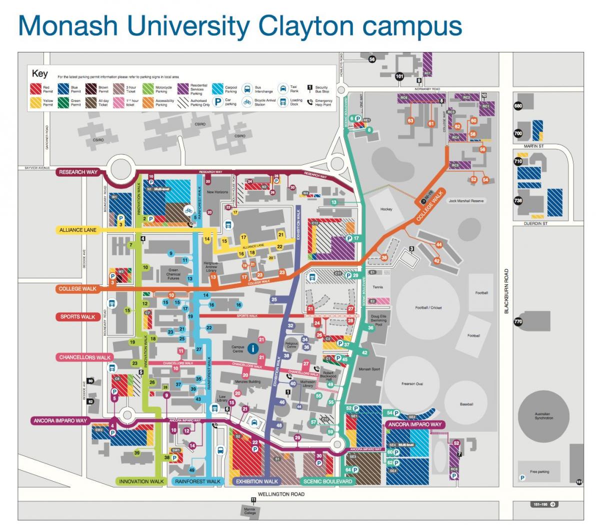 جامعة موناش كلايتون خريطة