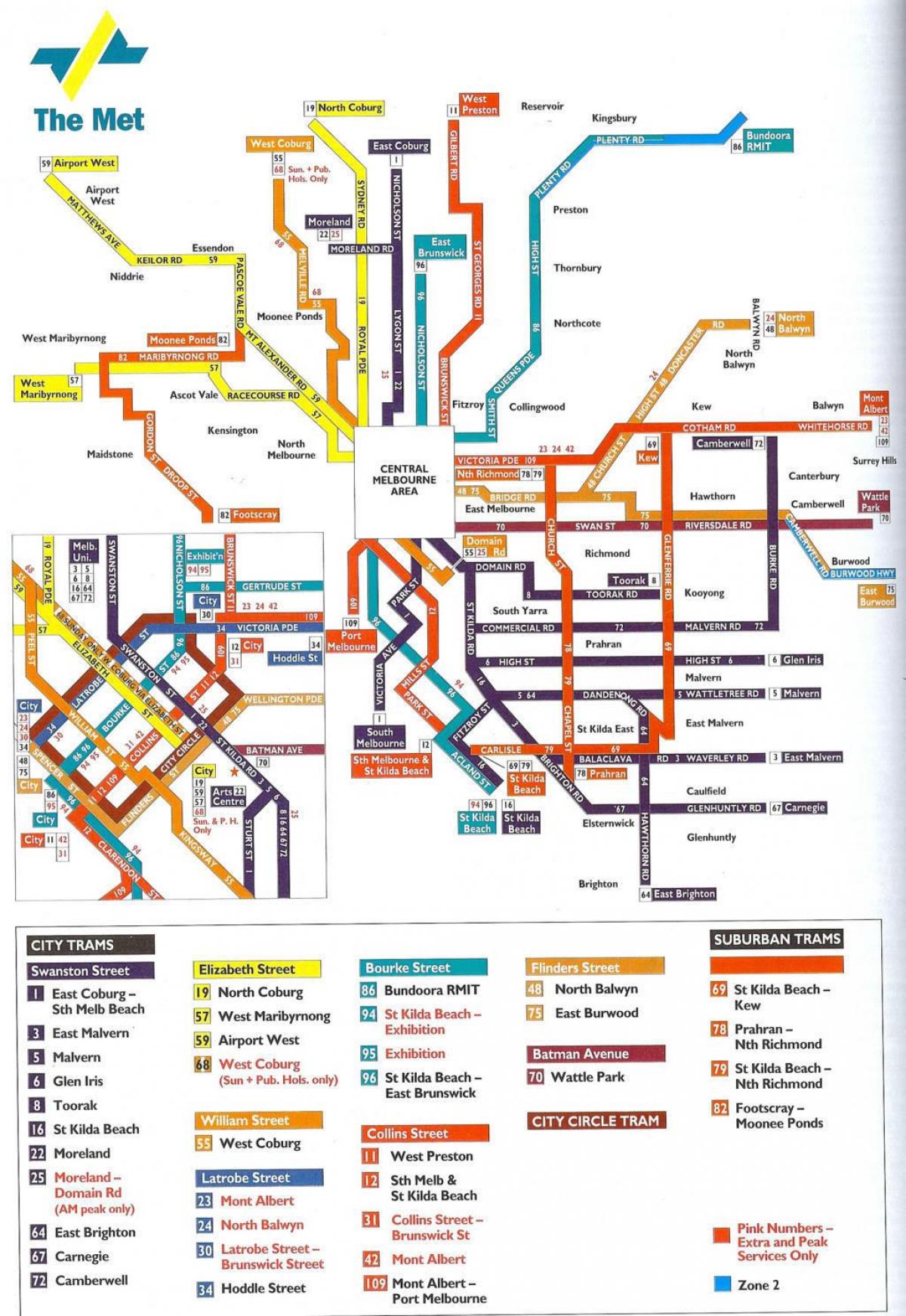 ملبورن خريطة النقل العام